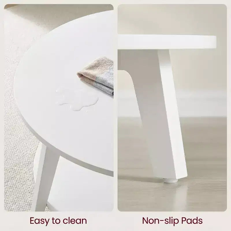Honey Brown Round Coffee Table with 2 Tiers of Storage, Measuring 31.5 x 17.7 Inches, Ideal for the Living Room