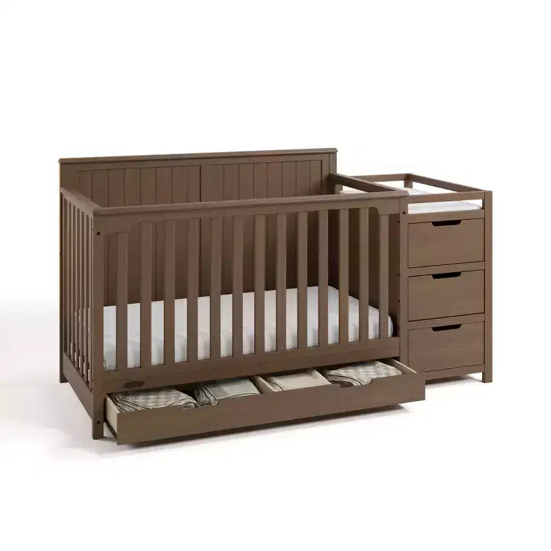 5-in-1 Convertible Crib and Changer with Drawer