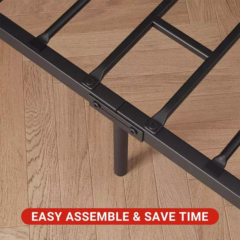 Heavy Duty Bed Frame with Headboard and Footboard, Metal Platform with 13.8 Storage, Noise Free & Tool-Free Assembly, Vintage Brown