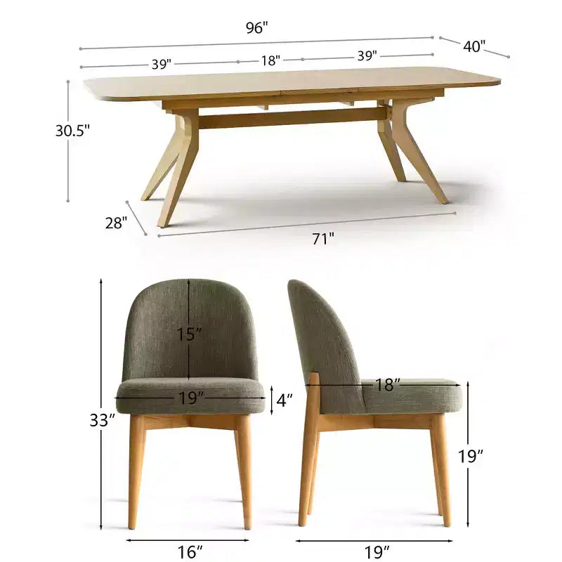 9-Piece Dining Set for 8, Extendable Trestle Base Table with Upholstered Chairs Featuring Solid Wood Legs-Panipeachy
