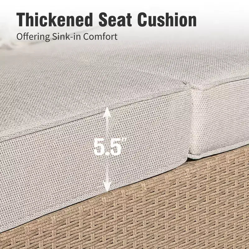 Captiva Designs 6 Piece Luxury Wicker Patio Conversation Sofa Set with Curved Armrests with Cushions
