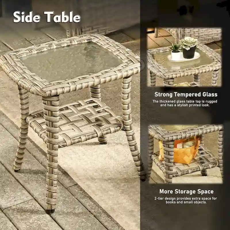 XIZZI 9-piece Outdoor Patio Furniture Conversation Set with Swivel Chair