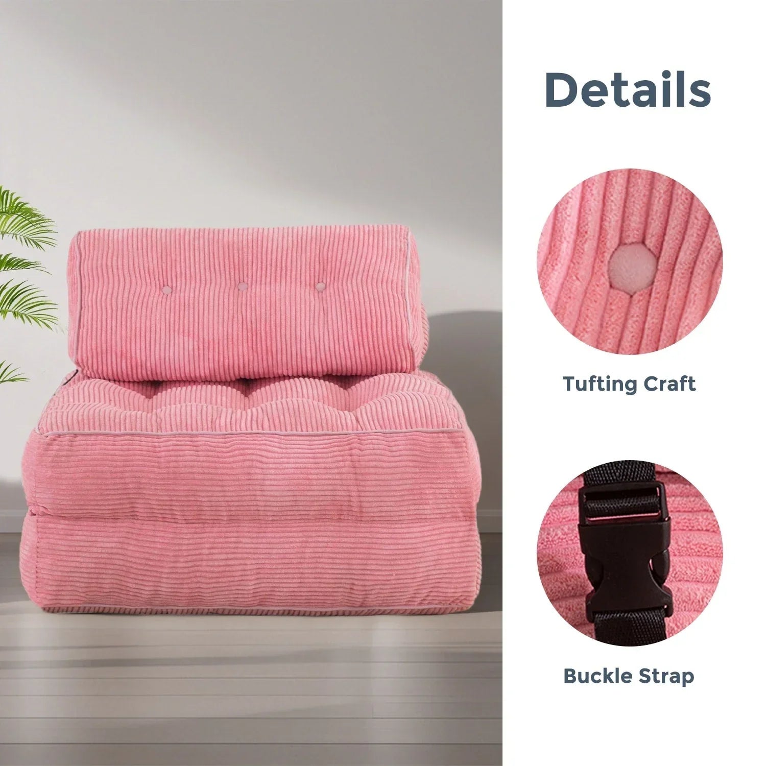 8 Corduroy Folding Couch Sofa Bed,Single