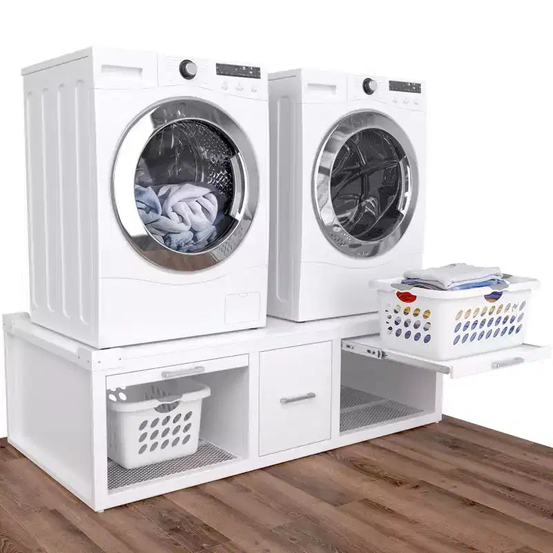 GDLF Washer and Dryer Pedestals, Universal Washer and Dryer Stand with Pull-Out Shelf,White