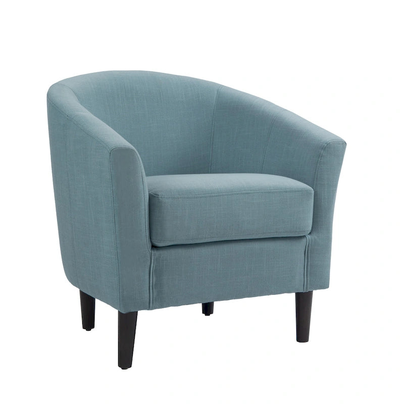 2 Set Modern Linen Barrel Accent Chairs Club Armchair