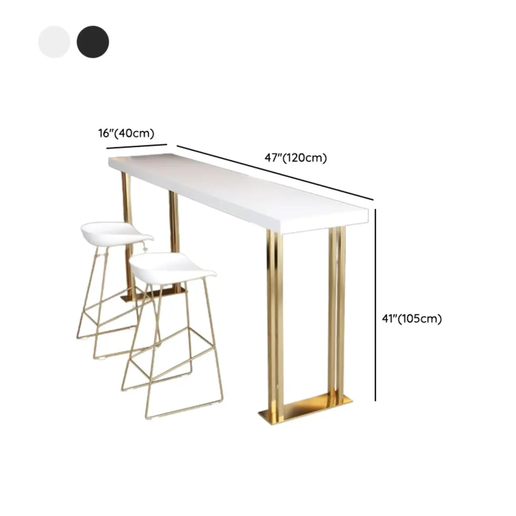 Luxury Rectangle Wooden Bar Table Gold Sled Base for Dining