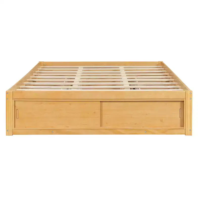 Whisen Queen Platform Bed Frame with 4 Storage Drawers and Footboard Storage