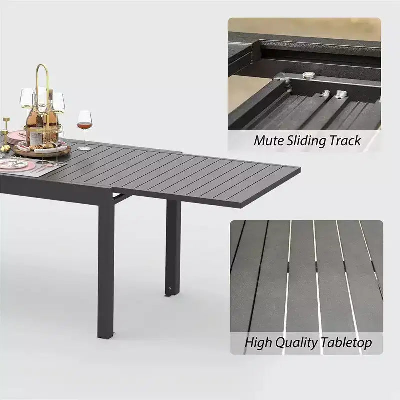 Okak Dining Table Aluminum Patio Extendable Dining Room Table Kitchen Table for Dining Room