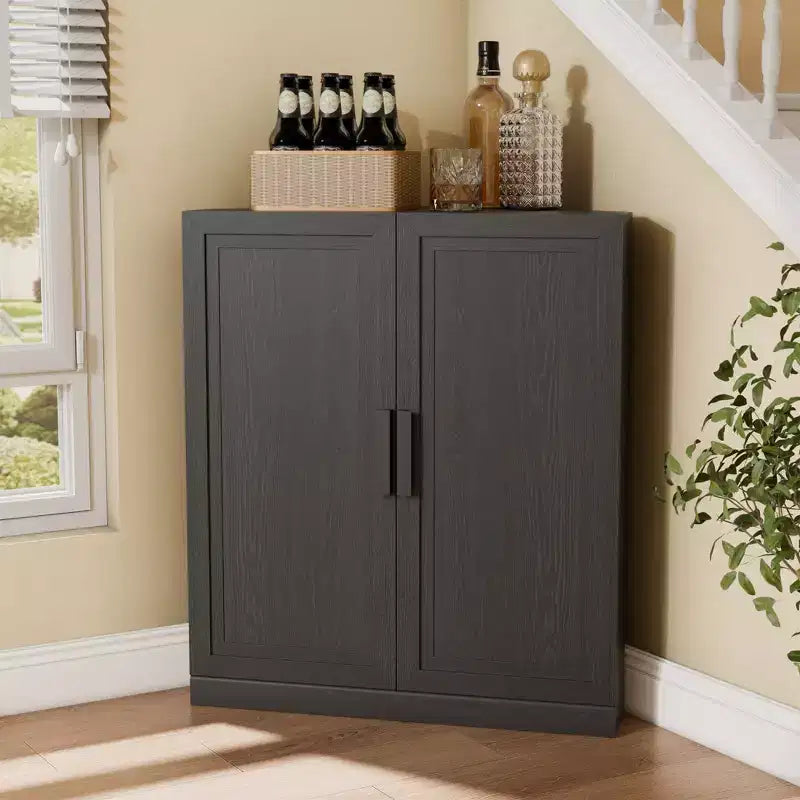 Dovelina Corner Cabinet with Adjustable Shelves Sideboard Buffet Wine Cabinet Kitchen and Dining Cabinet with Wood Doors - 31H x 31W, 36H x 31W