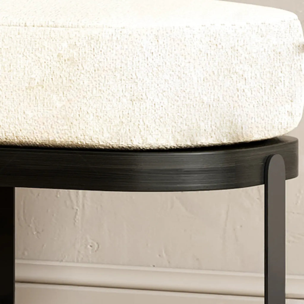Modern Wooden Beige Upholstered Short Bench