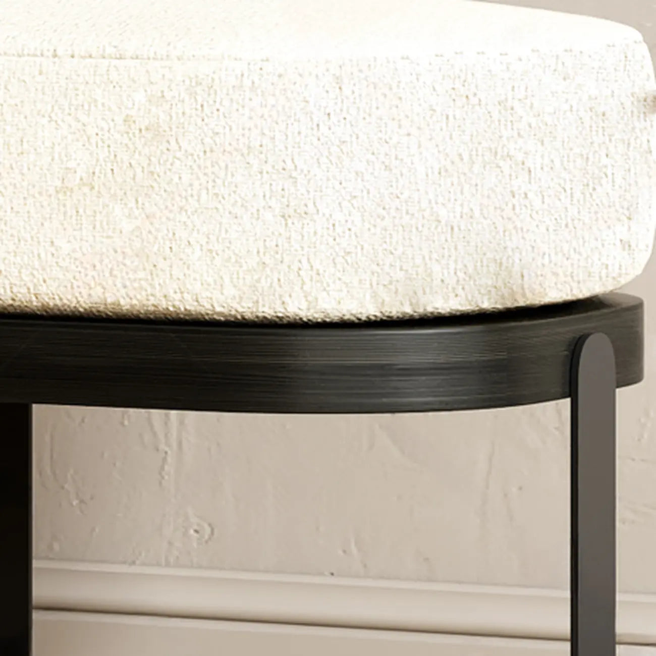 Modern Wooden Beige Upholstered Short Bench