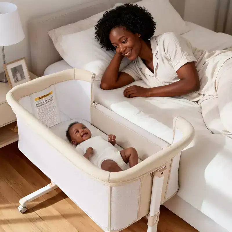 Baby Bassinet with Wheels 鈥?Beige / Gray / Pink, Bedside Sleeper, for 1 Baby
