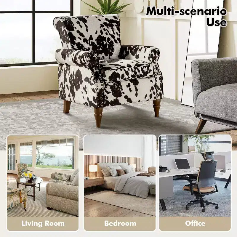 Araceli Traditional Wooden Upholstered Floral Armchair with Wingback and Nailhead Trim| ART OF LIVING DESIGNS