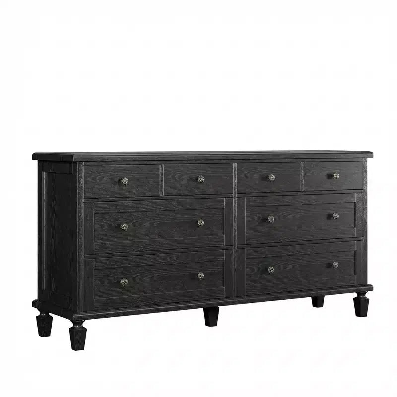 8 Drawer Dresser for Bedroom, Vintage 59 Dresser TV Stand with Carved Handles and Tapered Legs, Wood Chests of Drawers with Large Capacity Storage