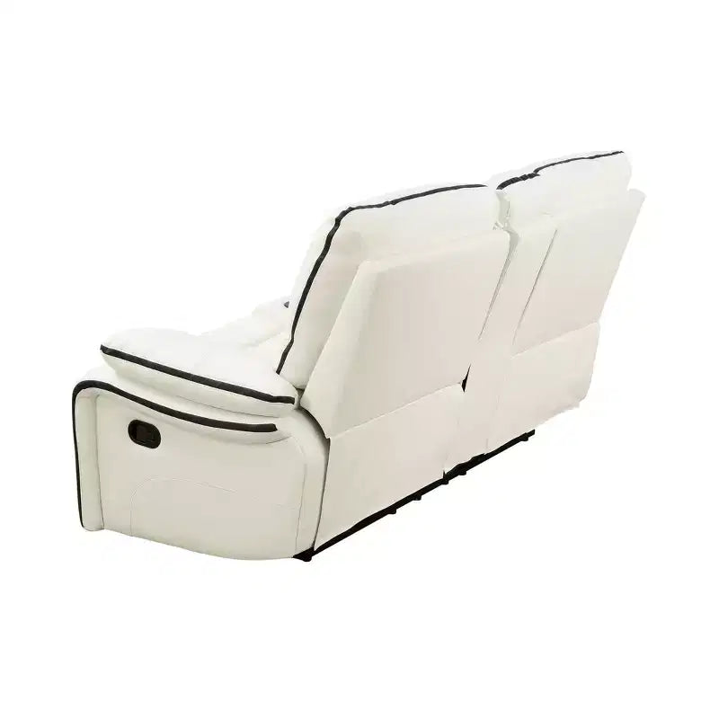 Canapé inclinable électrique MAYEERTY, fauteuil inclinable électrique 2 places en cuir respirant avec rangement et porte-gobelets pour salon, blanc
