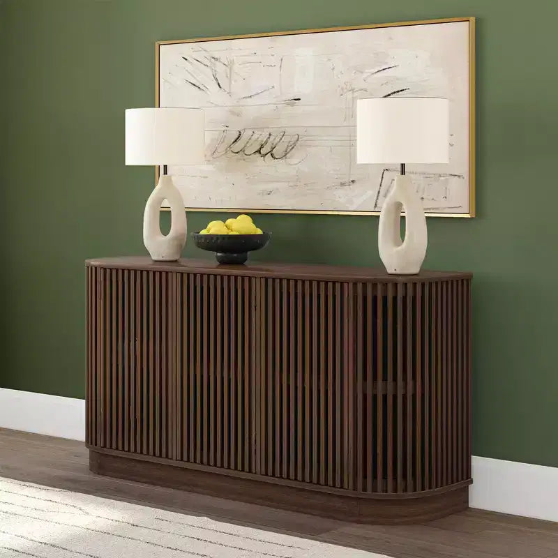 Plank+Beam Contour Solid Wood Sideboard with 3 Doors, 59 TV Stand for Living Room
