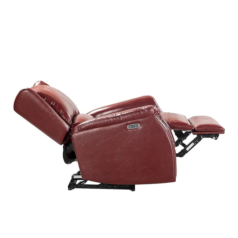 Genuine Leather Power Recliner with USB Port 鈥?Wingback Nailhead Set of 2