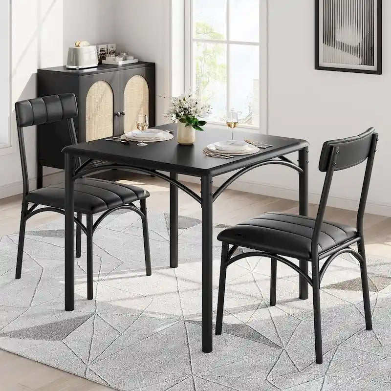Ensemble table à manger et 2 chaises de cuisine rembourrées