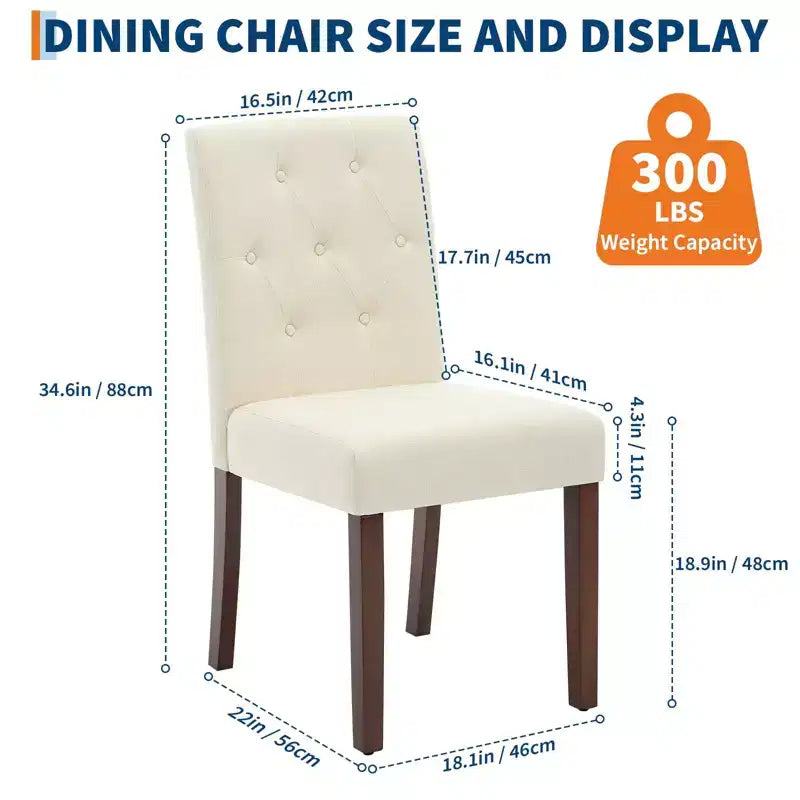 Lot de 6 / 4 chaises de salle à manger Parsons capitonnées - Chaises de cuisine en tissu rembourrées avec pieds en bois et sièges rembourrés - Meubles de salon et de cuisine