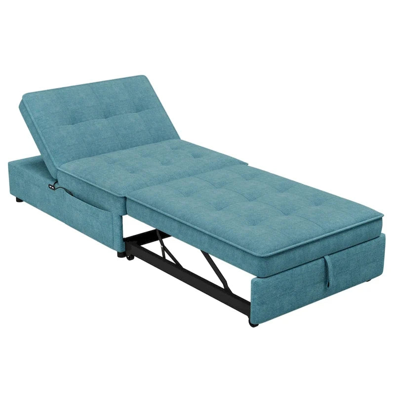 72.5 Linen 4-in-1 3-Seater Sleeper Sofa with 5-Level Adjustable Backrest And Storage Pocket