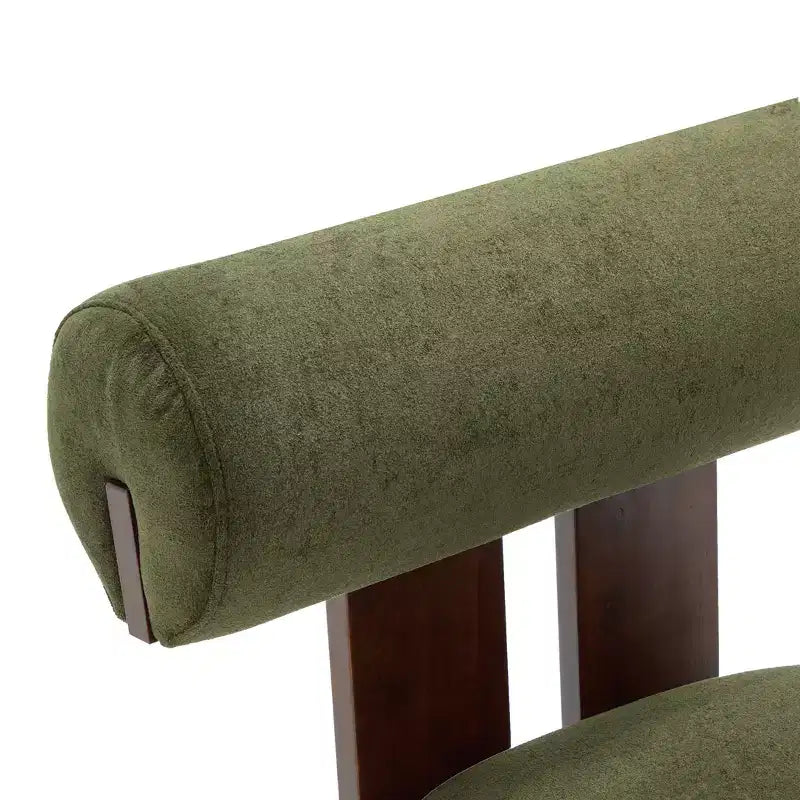 Christopher Knight Home Chariya Modern Rubberwood Velvet Upholstered Sculptural Accent Chair with Cylindrical Backrest