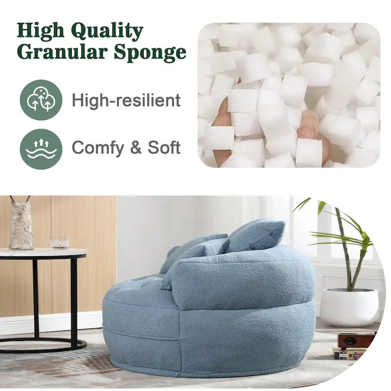 Round Lazy Sofa Chair – White/Blue/Grey/Yellow/Orange/Rose Red/Navy/Green, Single & Couple Seat