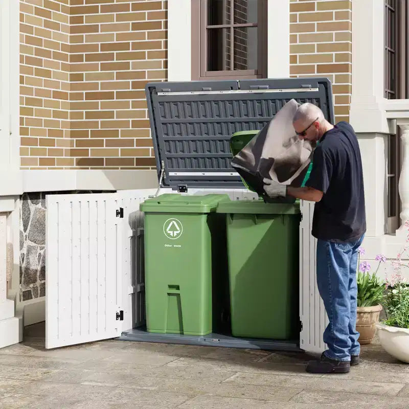 Outdoor Storage Cabinet, Waterproof Outdoor Resin Storage Box, for Garbage Cans