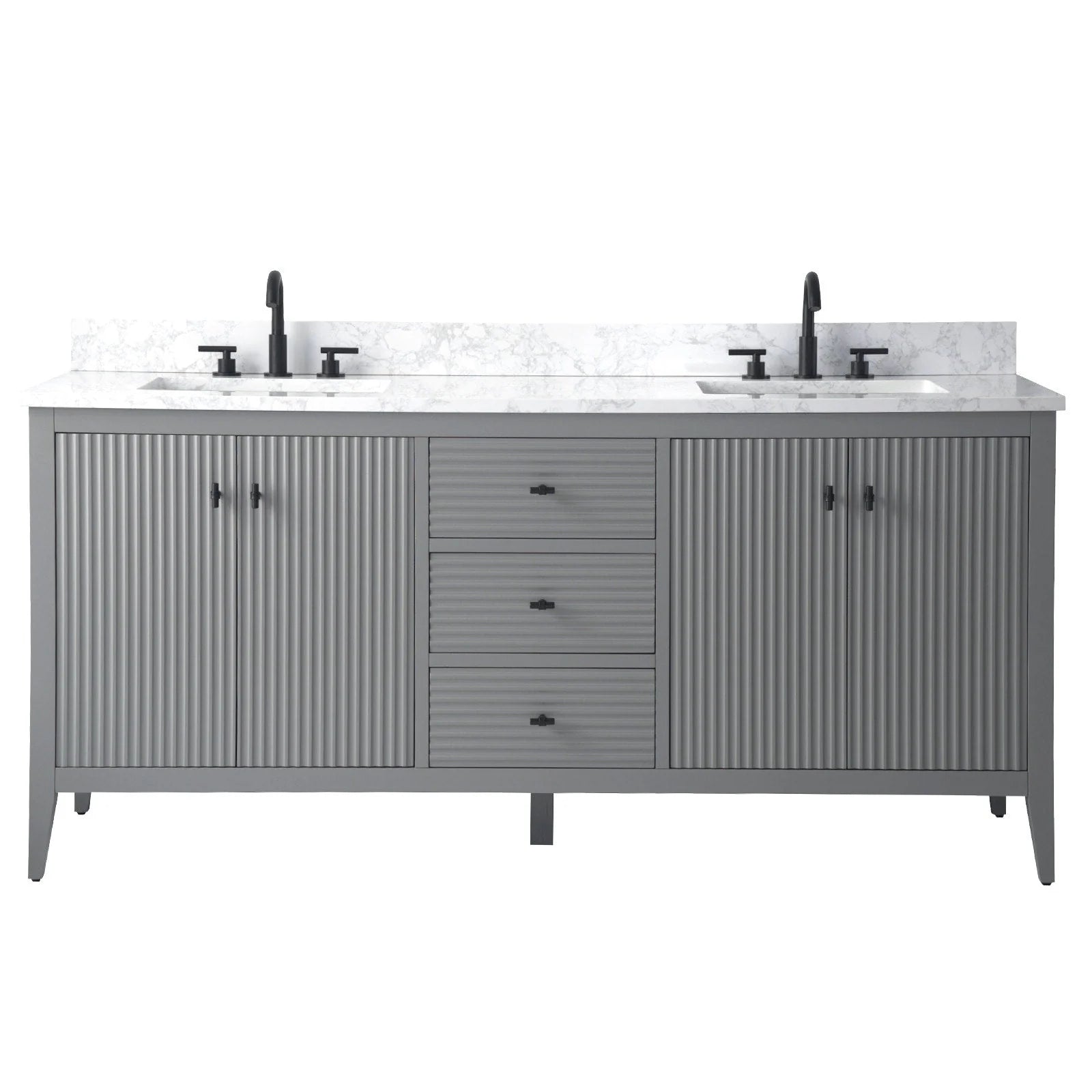 Meuble-lavabo de salle de bain Vanity Art 72 po à double vasque avec dessus en marbre reconstitué