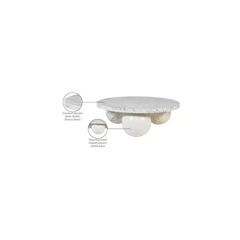 Round Marble Coffee Table with Sphere Legs, Multicolor, Seats 4鈥?