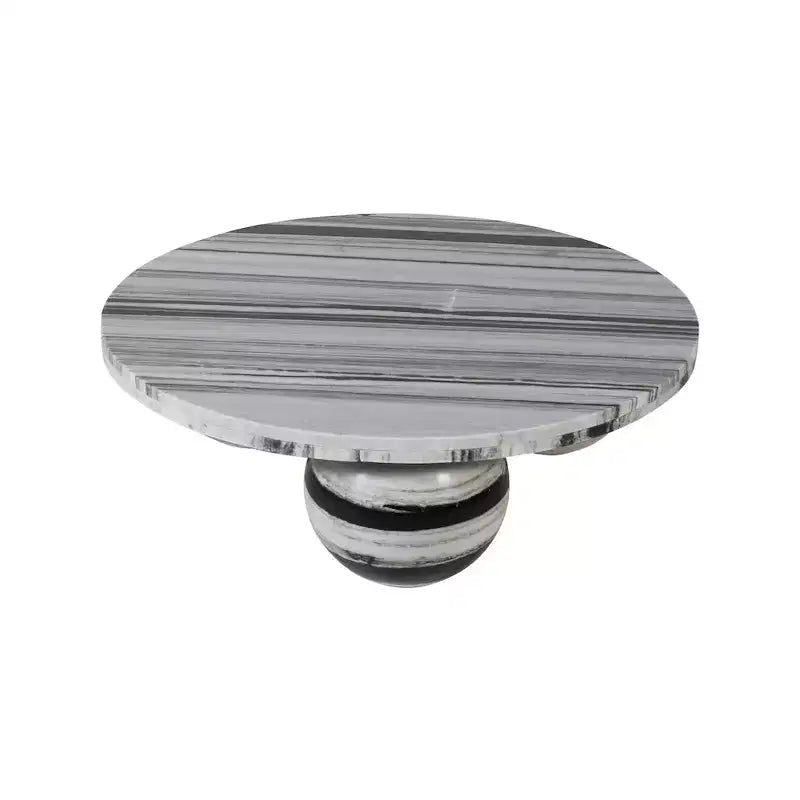Round Marble Coffee Table with Sphere Legs, Multicolor, Seats 4鈥?