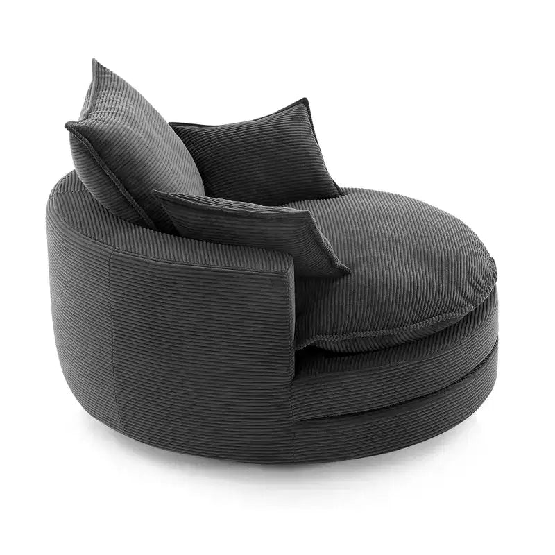 Fauteuil d'appoint pivotant à 360°, Fauteuil pivotant rond en forme de baril avec coussin pour salon