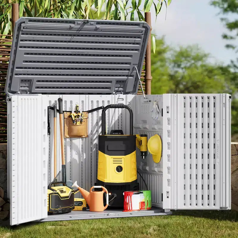 Outdoor Storage Cabinet, Waterproof Outdoor Resin Storage Box, for Garbage Cans