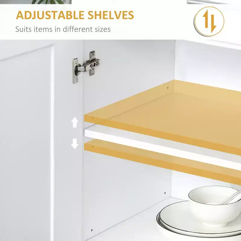 Modern Kitchen Pantry Freestanding Cabinet Cupboard with Doors and Drawer, Adjustable Shelving