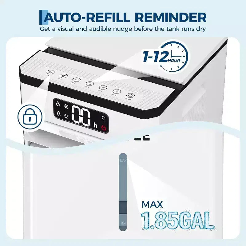 7L Portable Evaporative Air Cooler with Remote Control, 3 Speeds, Timer and Oscillating Fan for Home Office