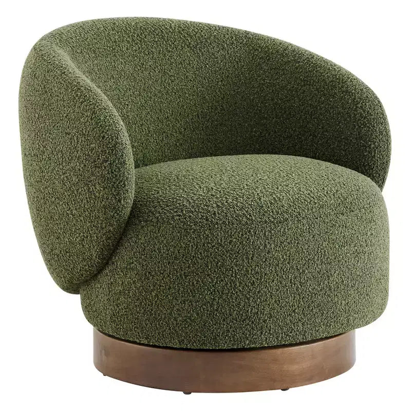 Spruce&Spring Upholstered Swivel Accent Barrel Chair with Wood Base