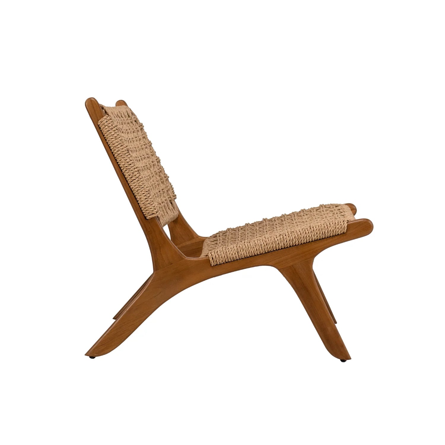 Rustic Teak Lounge Chair with Woven - Outdoor