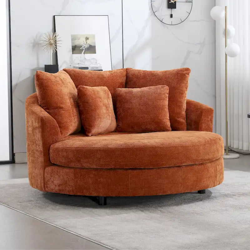 Fauteuil Moderne Rond Avec 5 Coussins Et Pouf Optionnel