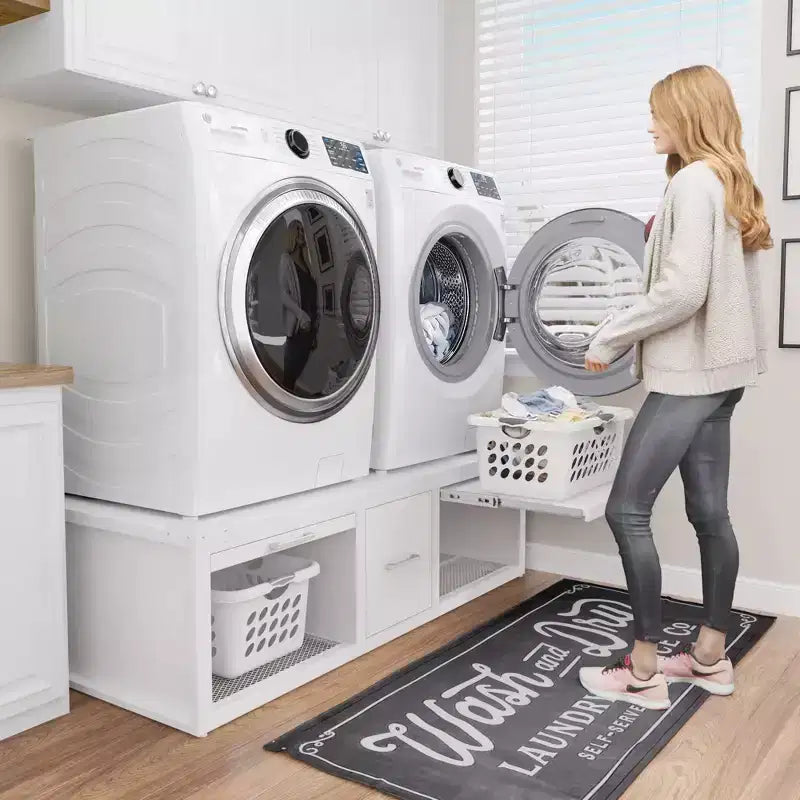 GDLF Washer and Dryer Pedestals, Universal Washer and Dryer Stand with Pull-Out Shelf,White