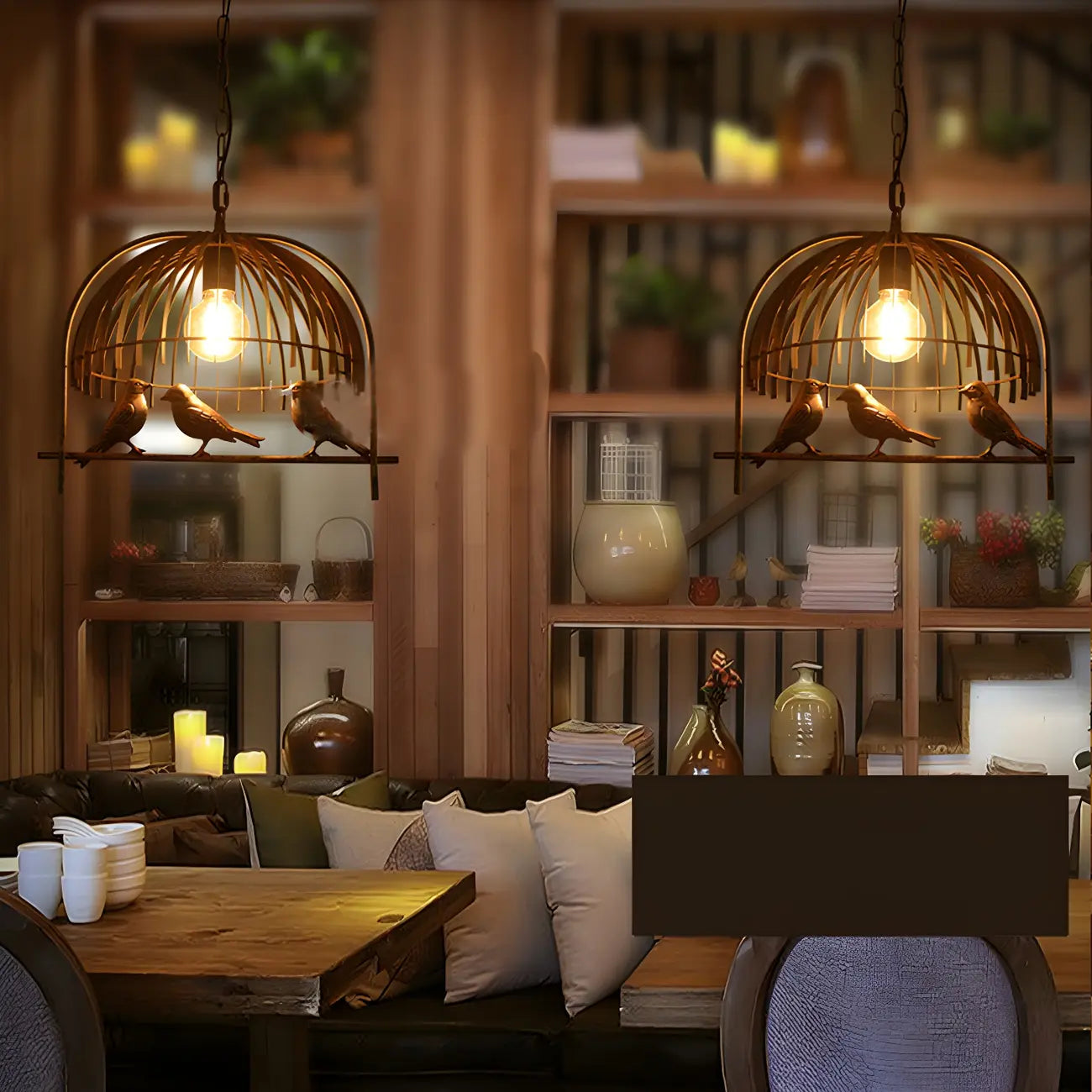 Industrial Metal Birdcage Island Pendant Light for Kitchen