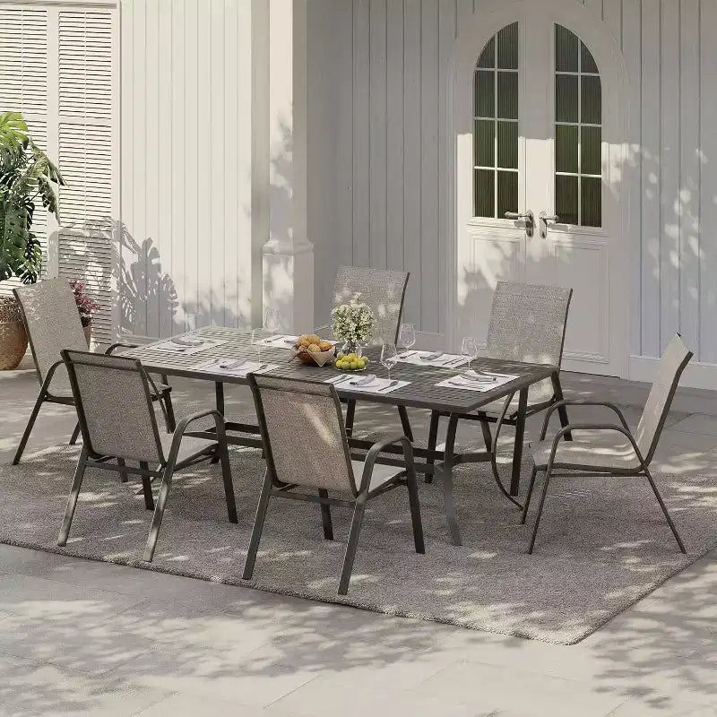 Chaises de patio, Lot de 4/6 chaises de salle à manger empilables d'extérieur en textilène léger résistant aux intempéries avec accoudoirs pour jardin, terrasse de piscine