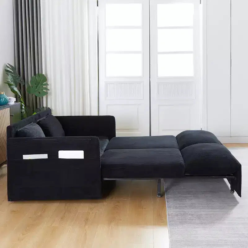 64.5 3-in-1 Convertible Corduroy Sleeper Sofa Bed with Pullout Bed