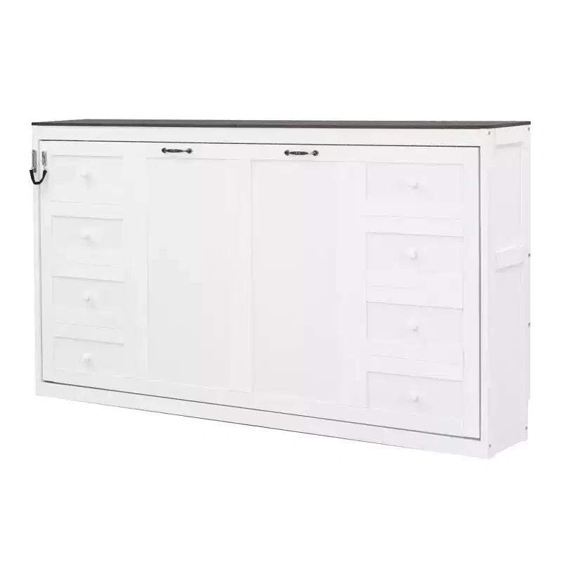 Twin Size Murphy Bed with LED Light, can be Folded into a Cabinet, Hidden Wall Bed Cabinet for Guest Room