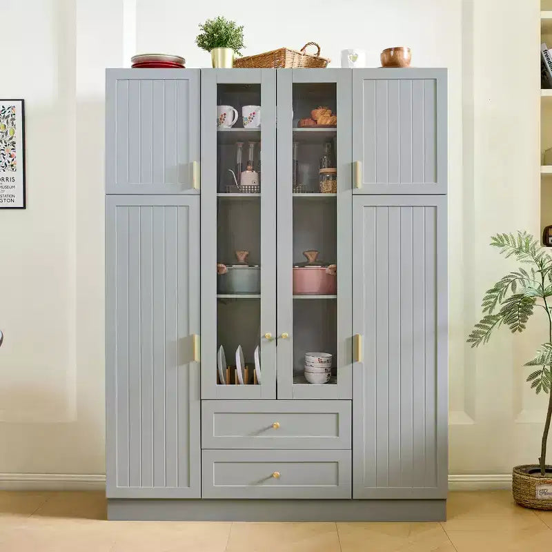 Whisen 71''H Freestanding Kitchen Storage Pantry, Large Dining Storage Cabinet Cupboard Sideboards With 6 Doors, Adjustable Shelves