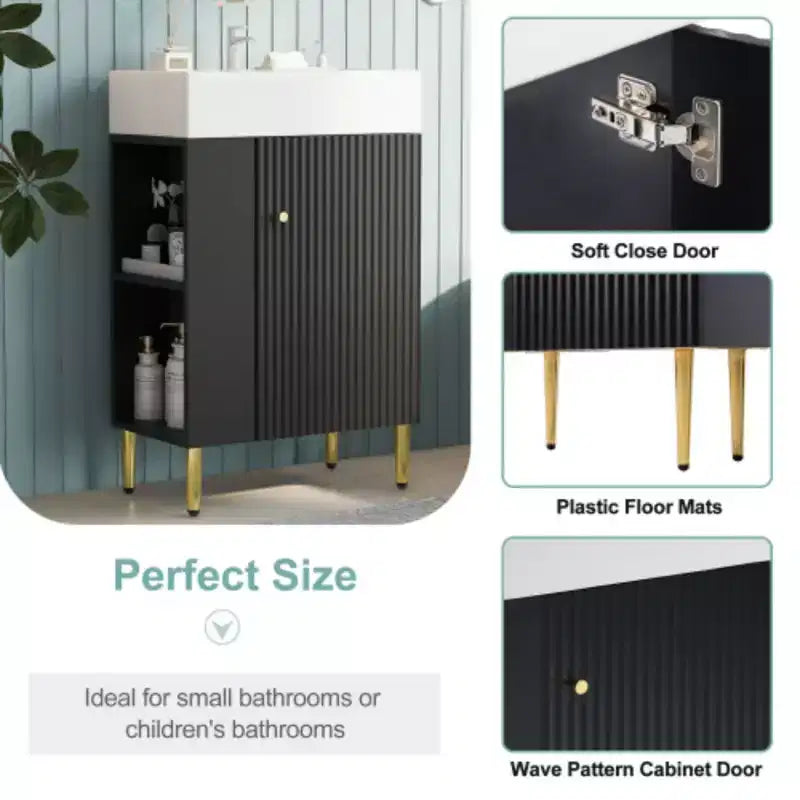 21.6 white Bathroom vanity, Combo Cabinet, Bathroom Storage Cabinet, Single Ceramic Sink, Left side storage