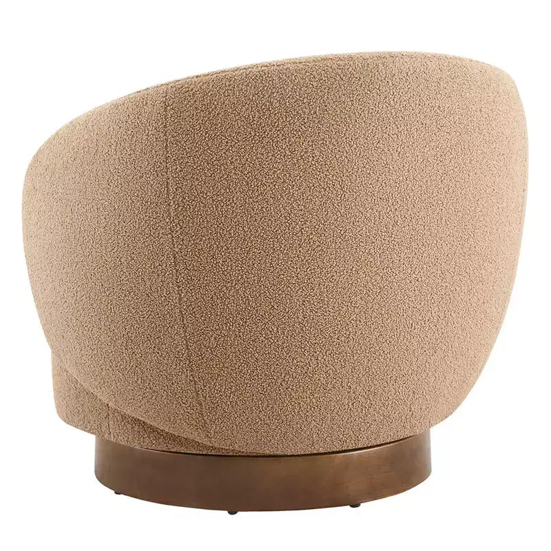 Spruce&Spring Upholstered Swivel Accent Barrel Chair with Wood Base