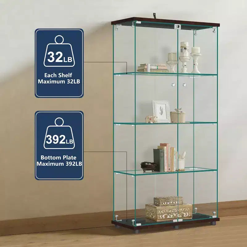 64.5 X 32 Glass Display Cabinet Curio Cabinet with Lock