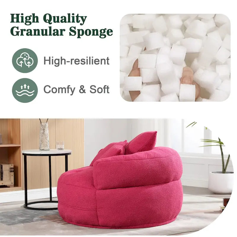 Round Lazy Sofa Chair – White/Blue/Grey/Yellow/Orange/Rose Red/Navy/Green, Single & Couple Seat