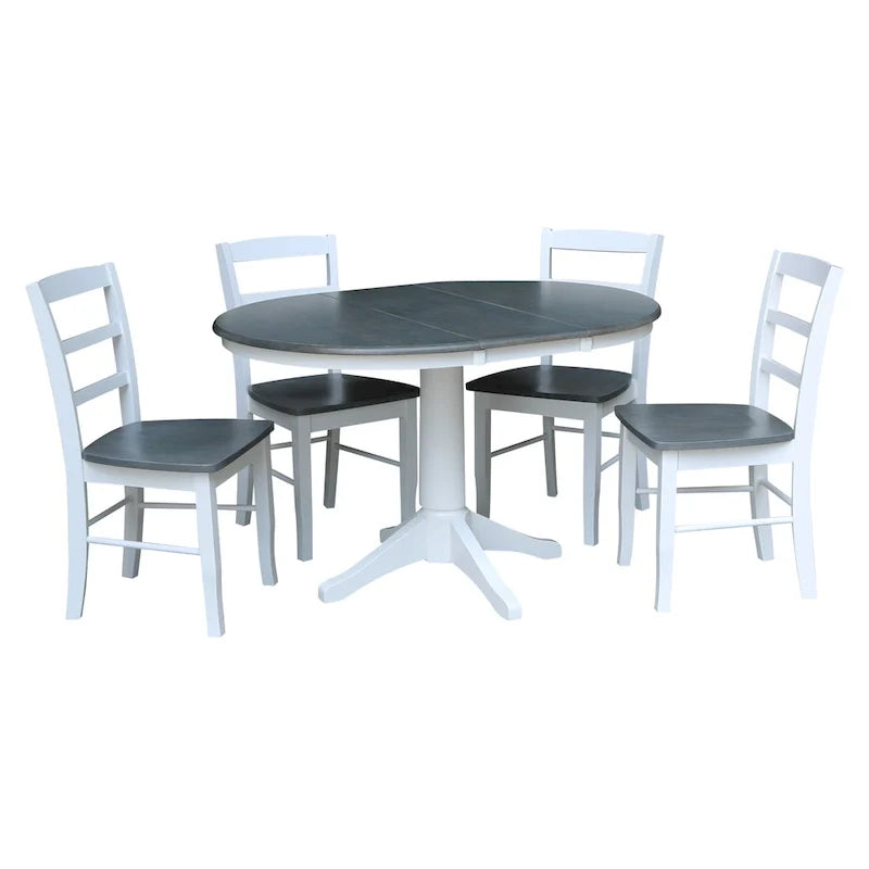 36 Round Extension Dining Table With 4 Madrid Chairs