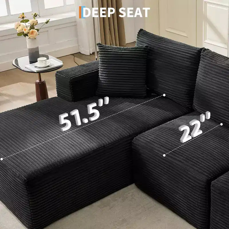 108 Modern Sofa Couch, 3 Seater Upholstered L Shaped Sofa with Pillows, Deep Seat Sofa, No Assembly Required