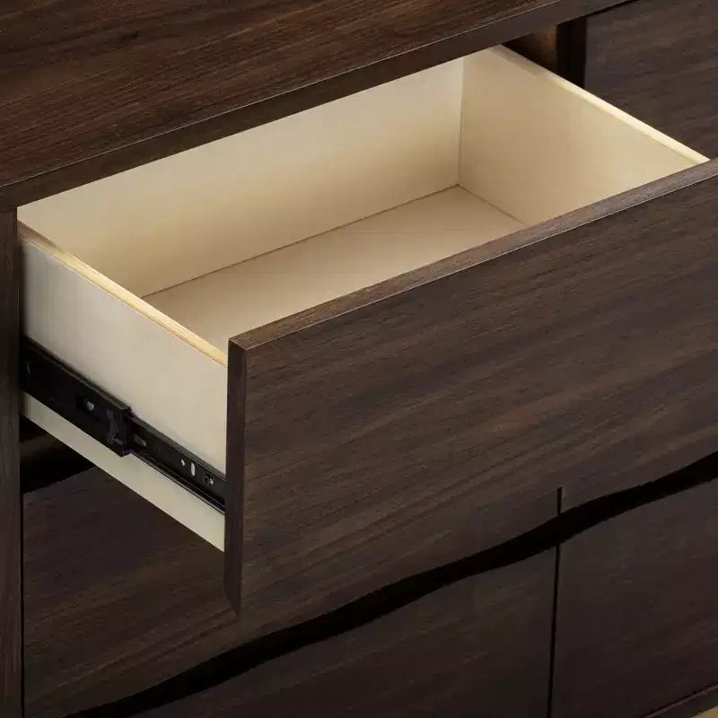 Modern 6-Drawer Dresser with Live Edge Design, Metal Base & Durable Mixed Wood Construction